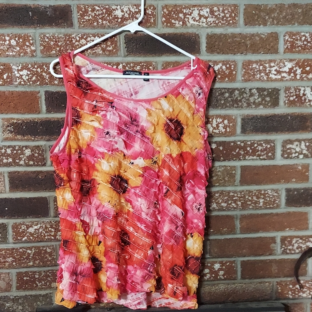 Alfred Dunner Pink and Orange Floral Tank Top